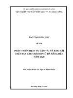 PHÁT TRIỂN DỊCH VỤ VẬN TẢI VÀ KHO BÃI TRÊN ĐỊA BÀN THÀNH PHỐ ĐÀ NẴNG ĐẾN NĂM 2020