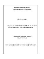 Tóm tắt luận án Tiến sĩ Hệ thống thông tin: Nhận dạng hành vi của người tham gia giao thông dựa trên cảm biến điện thoại