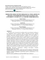 Mediating role of psychological well-being in the relationship between self-esteem and university students’s academic performance