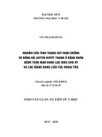 Tóm tắt luận án Tiến sĩ Y học: Nghiên cứu tình trạng suy dinh dưỡng và nồng độ leptin huyết thanh ở bệnh nhân bệnh thận mạn đang lọc máu chu kỳ và lọc màng bụng liên tục ngoại trú