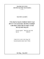 Ứng dụng mạng nơron nhân tạo để tư vấn giáo dục hướng nghiệp cho học sinh Trung học cơ sở huyện Bố Trạch