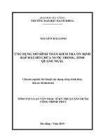 Ứng dụng mô hình toán kiểm tra ổn định đập đất hồ chứa Nước Trong, tỉnh Quảng Ngãi