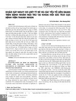 Khảo sát nguy cơ loét tỳ đè và các yếu tố liên quan trên bệnh nhân nội trú tại khoa hồi sức tích cực Bệnh viện Thanh Nhàn