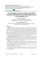 Customer satisfaction towards online shopping with reference to Jalandhar city