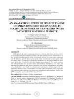 An analytical study of search engine optimization (seo) techniques: to maximize number of travelers on an e-content material website