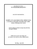 Nghiên cứu giải pháp công trình nâng cao dung tích hữu ích hồ chứa Hóc Xoài, tỉnh Quảng Ngãi