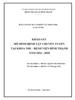 KẾT QUẢ NGHIÊN CỨU KHOA HỌC (CẤP CƠ SỞ) KHẢO SÁT MƠ HÌNH BỆNH TẬT CHUYỂN TUYẾN TẠI KHOA NHI – BỆNH VIỆN BÌNH THẠNH