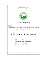 Đánh giá hiện trạng nước sinh hoạt tại thị trấn chợ mới, huyện chợ mới, tỉnh bắc kạn 