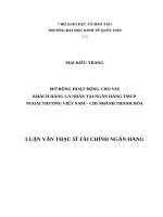 Luận văn thạc sỹ - Mở rộng hoạt động cho vay khách hàng cá nhân tại Ngân hàng TMCP Ngoại thương Việt Nam - Chi nhánh Thanh Hóa
