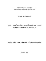 Luận văn thạc sỹ - Phát triển nông nghiệp Hà Nội theo hướng theo hướng khai thác du lịch