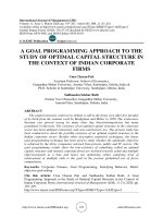 A goal programming approach to the study of optimal capital structure in the context of Indian corporate firms