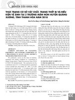 Thực trạng cơ sở vật chất, trang thiết bị và điều kiện vệ sinh tại 3 trường mầm non huyện Quảng Xương, tỉnh Thanh Hóa năm 2018