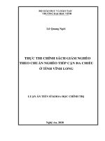Thực thi chính sách giảm nghèo theo chuẩn nghèo tiếp cận đa chiều ở tỉnh vĩnh long 