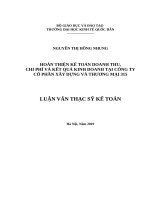 Luận văn thạc sỹ - Hoàn thiện kế toán doanh thu, chi phí và kết quả kinh doanh tại Công ty Cổ phần xây dựng và thương mại 315