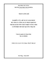 Nghiên cứu, đề xuất giải pháp bù tối ưu công suất phản kháng nhằm giảm tổn thất điện năng cho lưới điện huyện Quảng Trạch