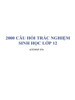 2000 câu hỏi trắc nghiệm sinh học 12 có đáp án