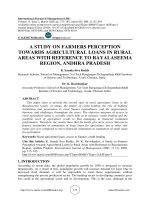 A study on farmers perception towards agricultural loans in rural areas with reference to Rayalaseema Region, Andhra Pradesh