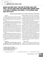 Đánh giá kiến thức, thái độ về phân loại chất thải y tế của sinh viên cao đẳng điều dưỡng năm 2 và năm 3 trường Cao đẳng Y tế Hà Đông năm học 2018-2019