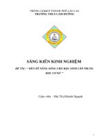 “ RÈN KỸ NĂNG SỐNG CHO HỌC SINH CẤP TRUNG HỌC CƠ SỞ  ”