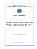 Chế độ tự quản địa phương trên thế giới và vấn đề áp dụng trong đổi mới tổ chức chính quyền địa phương Việt Nam