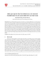 Hiệu quả quản trị tài chính của các doanh nghiệp dịch vụ du lịch niêm yết tại Việt Nam