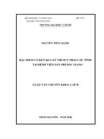 Đặc điểm và kết quả xử trí suy thai cấp tính tại bệnh viện sản nhi bắc giang 