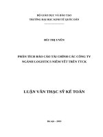 Luận văn thạc sỹ - Phân tích báo cáo tài chính các công ty ngành Logistics niêm yết trên thị trường chứng khoán