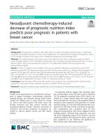 Neoadjuvant chemotherapy-induced decrease of prognostic nutrition index predicts poor prognosis in patients with breast cancer