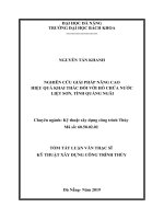 Nghiên cứu giải pháp nâng cao hiệu quả khai thác đối với hồ chứa nước Liệt Sơn, tỉnh Quảng Ngãi