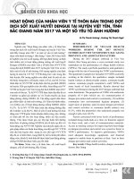 Hoạt động của nhân viên y tế thôn bản trong đợt dịch sốt xuất huyết Dengue tại huyện Việt Yên, tỉnh Bắc Giang năm 2017 và một số yếu tố ảnh hưởng