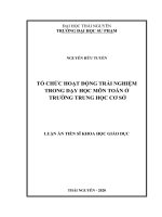 Tổ chức hoạt động trải nghiệm trong dạy học môn toán ở trường trung học cơ sở 