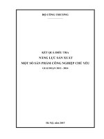 KẾT QUẢ ĐIỀU TRA NĂNG LỰC SẢN XUẤT MỘT SỐ SẢN PHẨM CÔNG NGHIỆP CHỦ YẾU