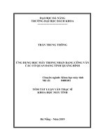 Ứng dụng học máy trong nhận dạng công văn các cơ quan Đảng tỉnh Quảng Bình