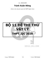 BỘ 11 Đề Vật Lý phát triển từ Đề minh họa 2020