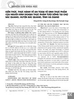 Kiến thức, thực hành về an toàn vệ sinh thực phẩm của người kinh doanh thực phẩm tươi sống tại chợ Bắc Quang, huyện Bắc Quang, tỉnh Hà Giang