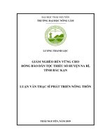 Giảm nghèo bền vững cho đồng bào dân tộc thiểu số tại huyện na rì, tỉnh bắc kạn 
