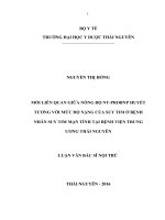Mối liên quan giữa nồng độ nt probnp huyết tương với mức độ nặng của suy tim ở bệnh nhân suy tim mạn tính tại bệnh viện trung ương thái nguyên 
