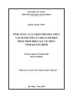 Tính toán, lựa chọn phương thức vận hành tối ưu cho lưới điện phân phối điện lực Lệ Thuỷ tỉnh Quảng Bình