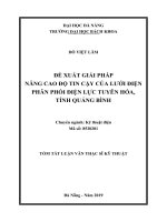 Đề xuất giải pháp nâng cao độ tin cậy cung cấp điện cho lưới điện phân phối huyện Tuyên Hóa - tỉnh Quảng Bình