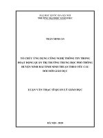 Luận văn thạc sĩ quản lý giáo dục: Tổ chức ứng dụng công nghệ thông tin trong hoạt động quản trị trường trung học phổ thông huyện Ninh Hải, tỉnh Ninh Thuận theo yêu cầu đổi mới giáo dục