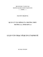 Luận văn thạc sỹ - Công tác quản lý tài chính của trường Trung học phổ thông Mường La, tỉnh Sơn La