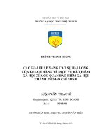 Luận văn thạc sĩ: Các Giải Pháp Nâng Cao Sự Hài Lòng Của Khách Hàng Về Dịch Vụ Bảo Hiểm Xã Hội Của Cơ Quan Bảo Hiểm Xã Hội Thành Phố Hồ Chí Minh​