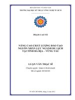 Luận văn thạc sĩ: Nâng Cao Chất Lượng Đào Tạo Nguồn Nhân Lực Ngành Du Lịch Tại Tỉnh Bà Rịa  Vũng Tàu​