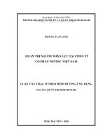 Luận văn thạc sĩ: Quản Trị Nguồn Nhân Lực Tại Công Ty Cổ Phần Wintec Việt Nam