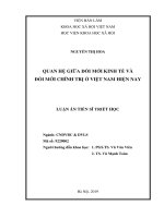 QUAN HỆ GIỮA ĐỔI MỚI KINH TẾ VÀ ĐỔI MỚI CHÍNH TRỊ Ở VIỆT NAM HIỆN NAY LUẬN ÁN TIẾN SĨ TRIẾT HỌC