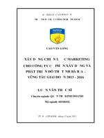Luận văn thạc sĩ: Xây Dựng Chiến Lược Marketing Cho Công Ty Cổ Phần Xây Dựng Và Phát Triển Đô Thị Tỉnh Bà Rịa  Vũng Tàu Giai Đoạn 2013 đến 2016​