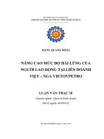 Luận văn thạc sĩ: Nâng Cao Mức Ðộ Hài Lòng Của Người Lao Ðộng Tại Liên Doanh Việt  Nga Vietovpetro​