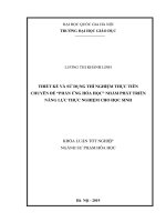 THIẾT KẾ VÀ SỬ DỤNG THÍ NGHIỆM THỰC TIỄN  CHUYÊN ĐỀ “PHẢN ỨNG HÓA HỌC” NHẰM PHÁT TRIỂN NĂNG LỰC THỰC NGHIỆM CHO HỌC SINH