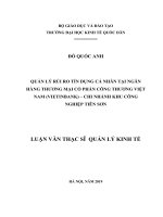 Luận văn thạc sỹ - Quản lý rủi ro tín dụng cá nhân tại Ngân hàng thương mại cổ phần Công thương Việt Nam – Chi nhánh Khu công nghiệp Tiên Sơn