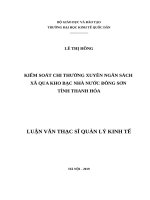 Luận văn thạc sỹ - Kiểm soát chi thường xuyên ngân sách xã qua Kho bạc Nhà nước Đông Sơn – tỉnh Thanh Hóa